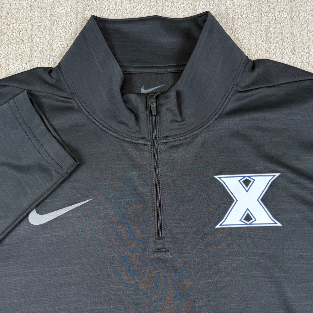 Nike Dri-Fit Mens Medium Xavier Musketeers Black 1/4 Zip Lightweight Pullover